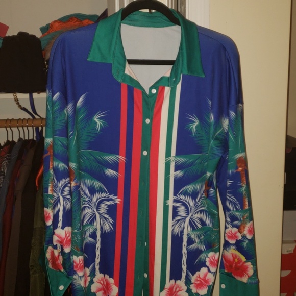 Royal Blue Floral Dress Top - Picture 4 of 5